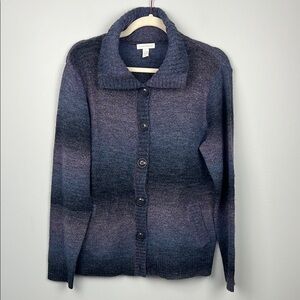 Charter Club large wool blend purple ombre button front cardigan